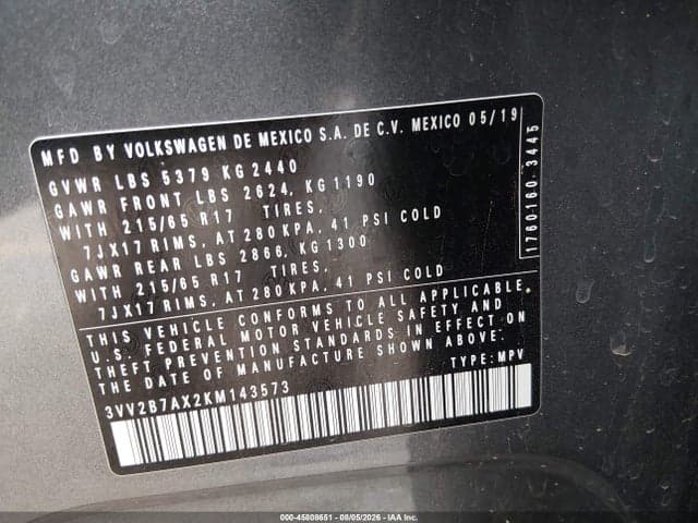 2019 VOLKSWAGEN TIGUAN 2.0T SE/2.0T SEL/2.0T SEL R-LINE/2.0T SEL R-LINE BLACK 9