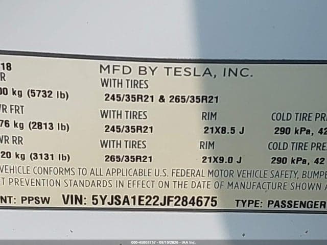 2018 TESLA MODEL S 75D AWD 100D/75D/P100D 9