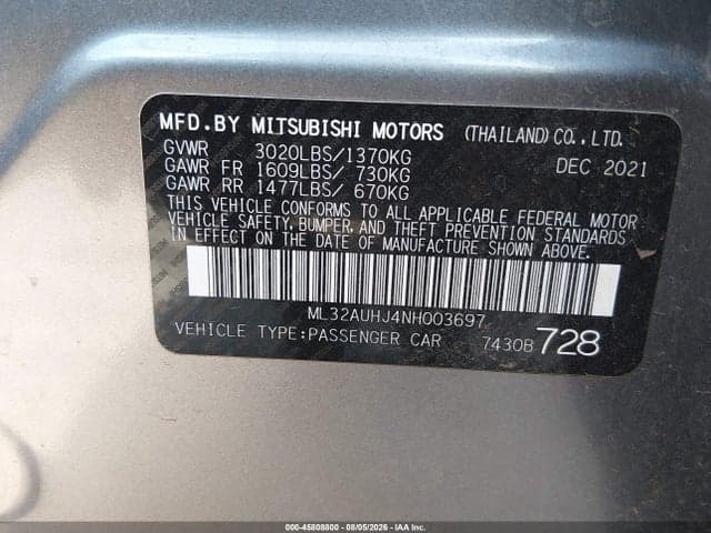 2022 MITSUBISHI MIRAGE ES/LE 9