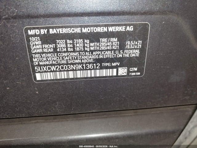 2022 BMW X7 XDRIVE40I 9