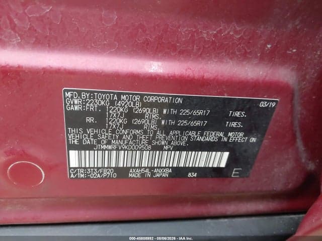 2019 TOYOTA RAV4 LE 9