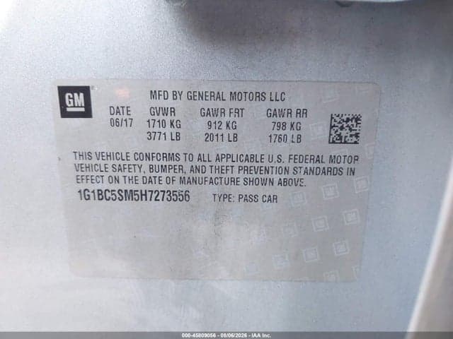 2017 CHEVROLET CRUZE LS AUTO 9