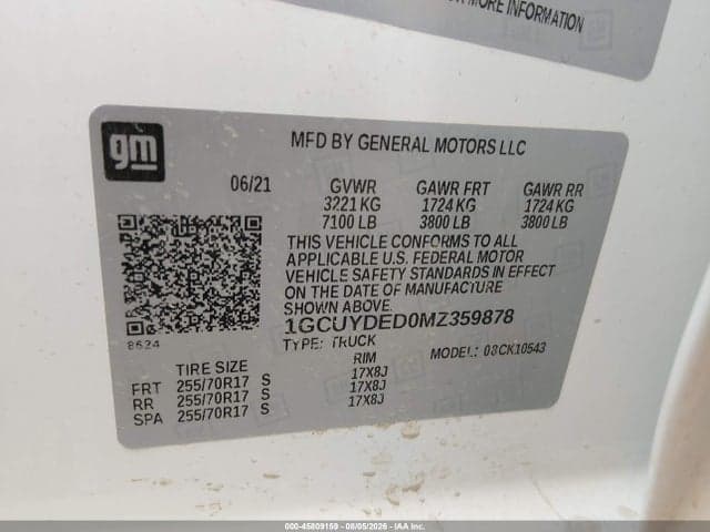 2021 CHEVROLET SILVERADO 1500 4WD SHORT BED LT 9