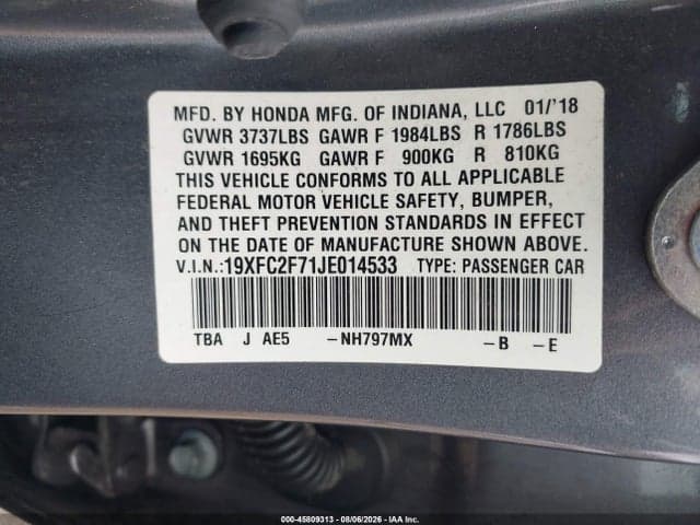 2018 HONDA CIVIC EX 9