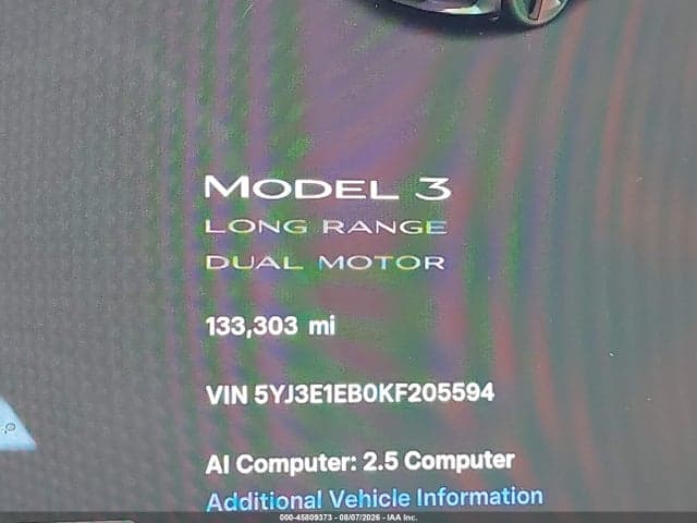 2019 TESLA MODEL 3 LONG RANGE/PERFORMANCE 15
