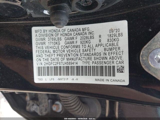 2020 HONDA CIVIC LX 9