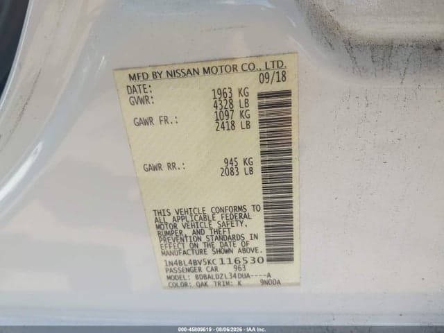 2019 NISSAN ALTIMA 2.5 S 9