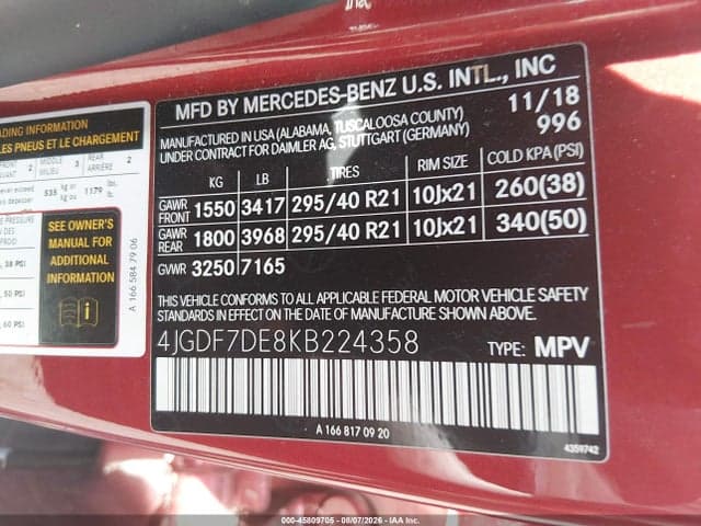 2019 MERCEDES-BENZ GLS 550 4MATIC 9