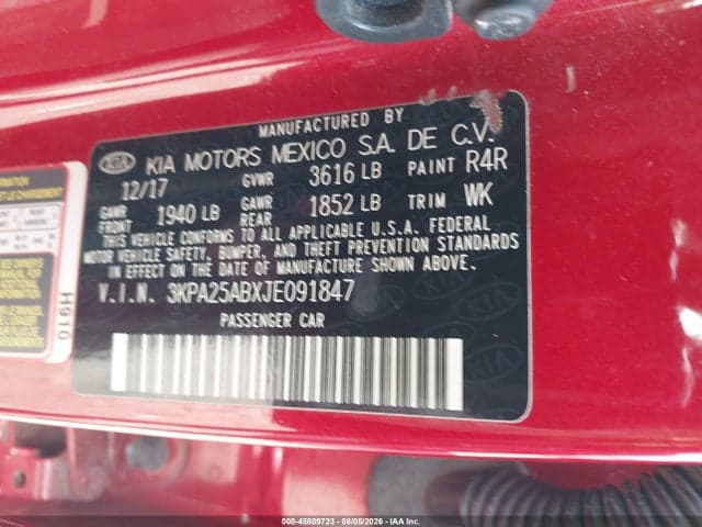 2018 KIA RIO S 9