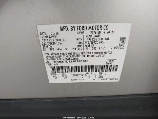 2018 FORD EXPLORER XLT 9