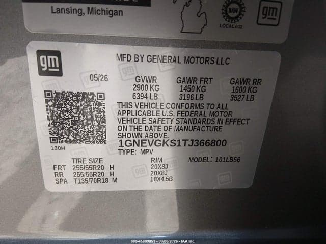 2026 CHEVROLET TRAVERSE AWD LT 9
