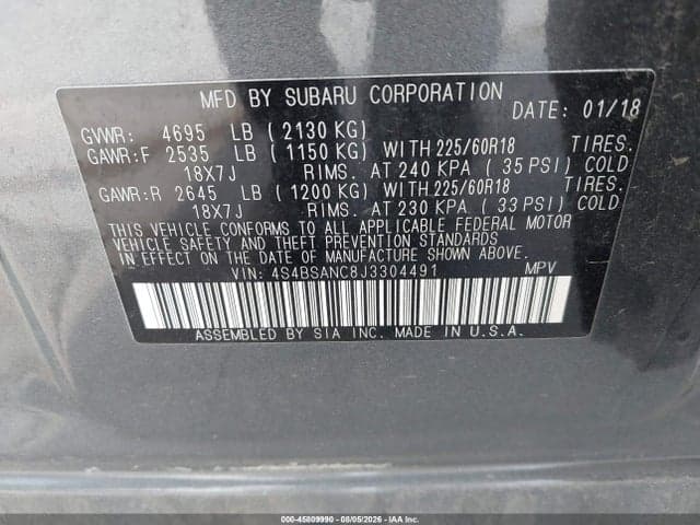 2018 SUBARU OUTBACK 2.5I LIMITED 9