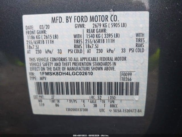2020 FORD EXPLORER XLT 9