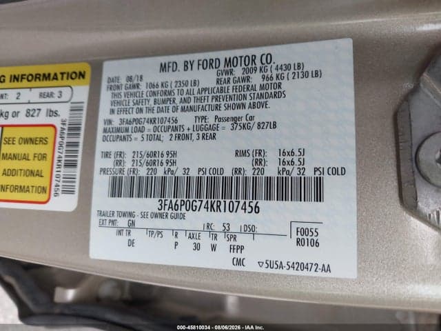 2019 FORD FUSION S 9