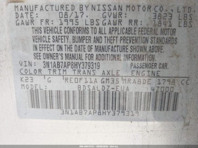 2017 NISSAN SENTRA SV 9