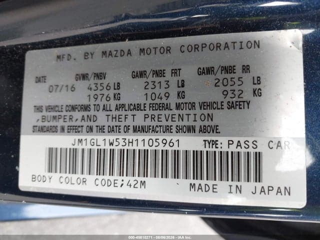 2017 MAZDA MAZDA6 GRAND TOURING 9
