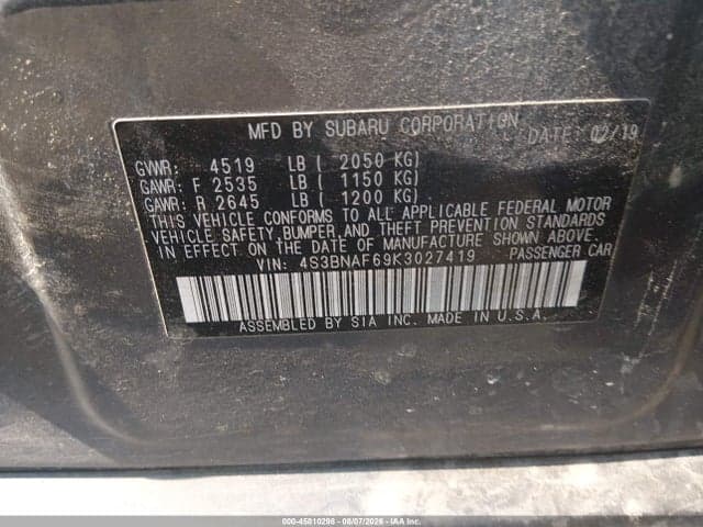 2019 SUBARU LEGACY 2.5I PREMIUM 9