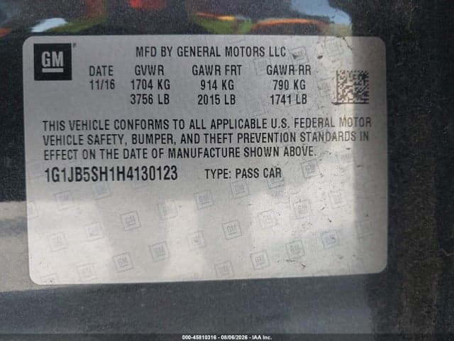 2017 CHEVROLET SONIC LS AUTO 9