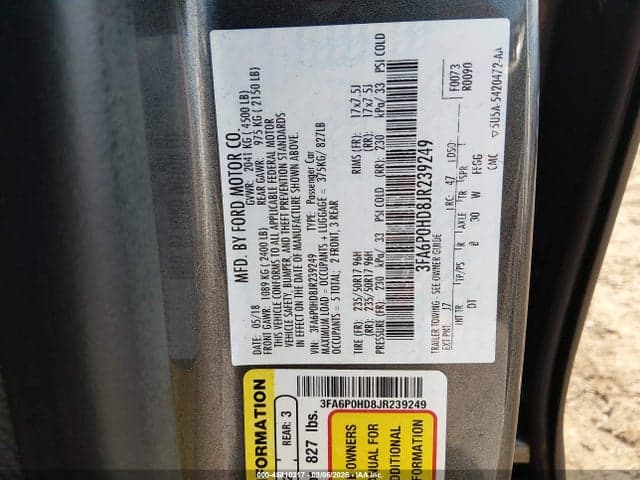2018 FORD FUSION SE 9
