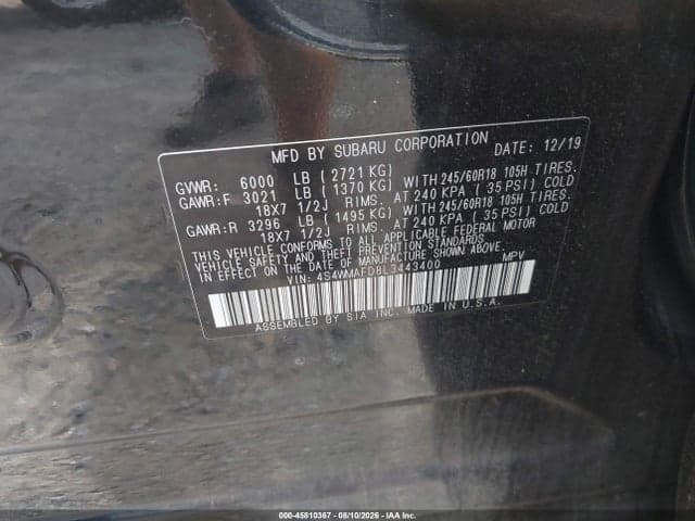 2020 SUBARU ASCENT PREMIUM 9