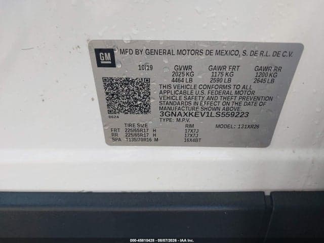 2020 CHEVROLET EQUINOX FWD LT 1.5L TURBO 9