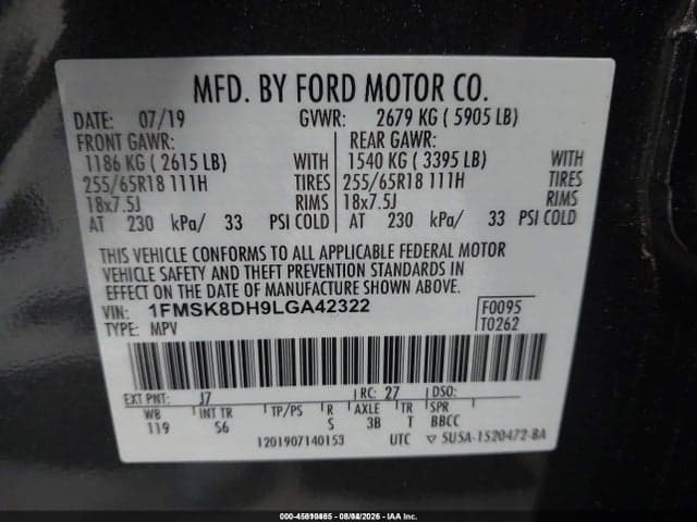 2020 FORD EXPLORER XLT 9