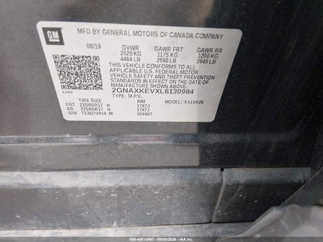 2020 CHEVROLET EQUINOX FWD LT 1.5L TURBO 9
