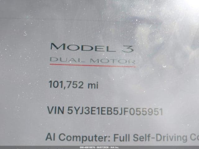 2018 TESLA MODEL 3 LONG RANGE/PERFORMANCE 15