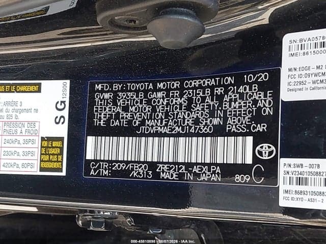 2021 TOYOTA COROLLA LE 9