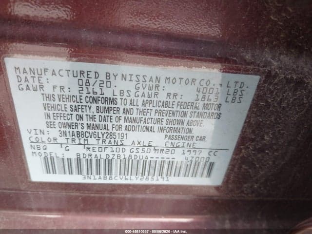 2020 NISSAN SENTRA SV XTRONIC CVT 9