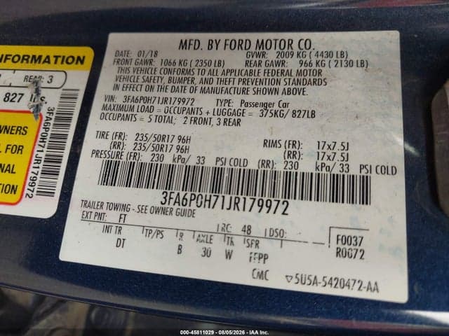2018 FORD FUSION SE 9