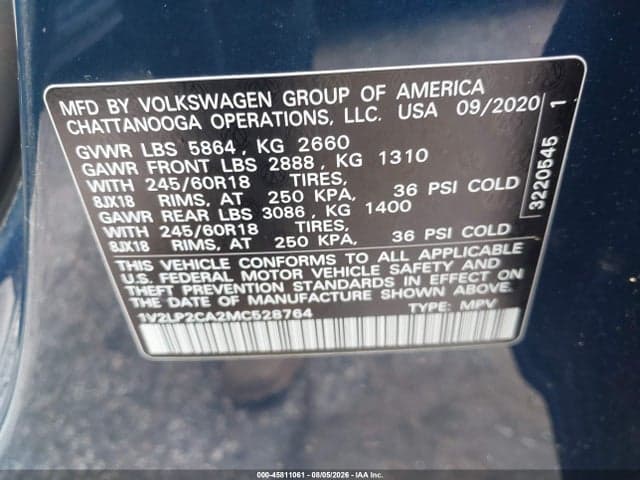 2021 VOLKSWAGEN ATLAS 2.0T SE 9