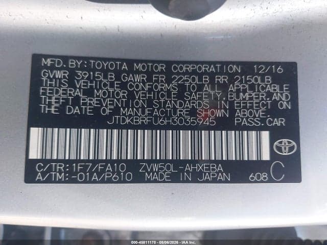 2017 TOYOTA PRIUS TWO 9