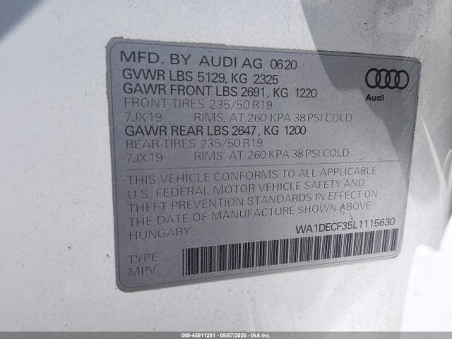 2020 AUDI Q3 PREMIUM 45 TFSI S LINE QUATTRO TIPTRONIC 9