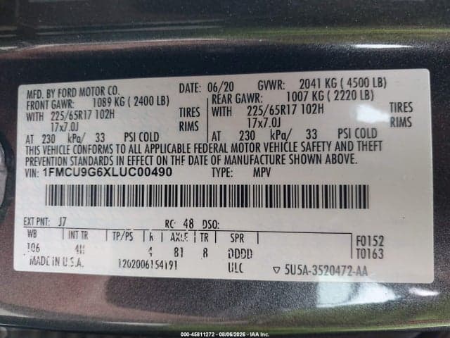 2020 FORD ESCAPE SE 9