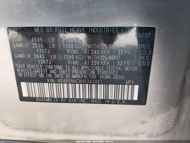 2017 SUBARU OUTBACK 2.5I PREMIUM 9