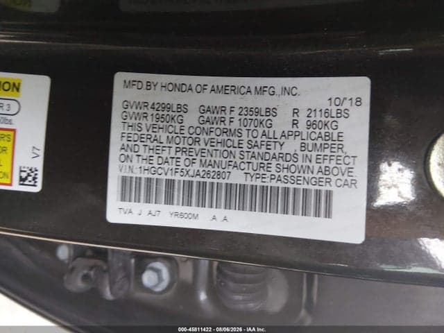 2018 HONDA ACCORD EX-L 9