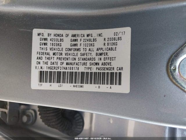 2017 HONDA ACCORD LX 9