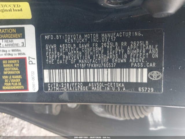 2017 TOYOTA CAMRY SE 9