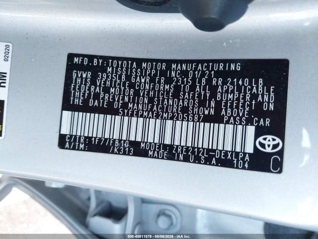 2021 TOYOTA COROLLA LE 9