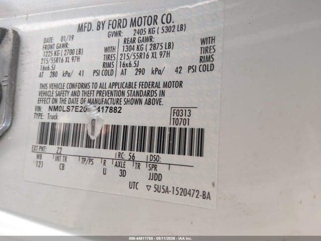 2019 FORD TRANSIT CONNECT XL 9