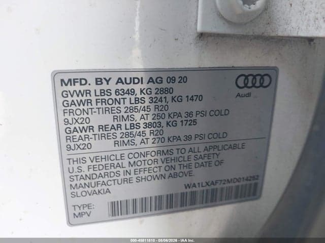 2021 AUDI Q7 PREMIUM PLUS 55 TFSI QUATTRO TIPTRONIC 9