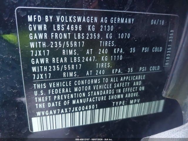 2018 VOLKSWAGEN TIGUAN LIMITED 2.0T 9