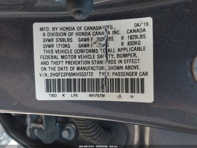 2019 HONDA CIVIC LX 9