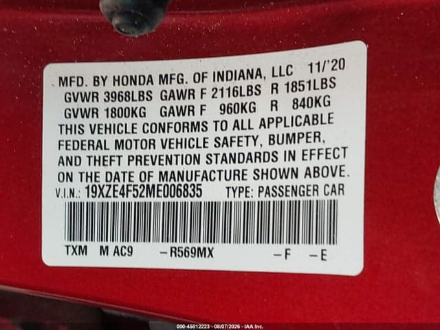 2021 HONDA INSIGHT EX 9