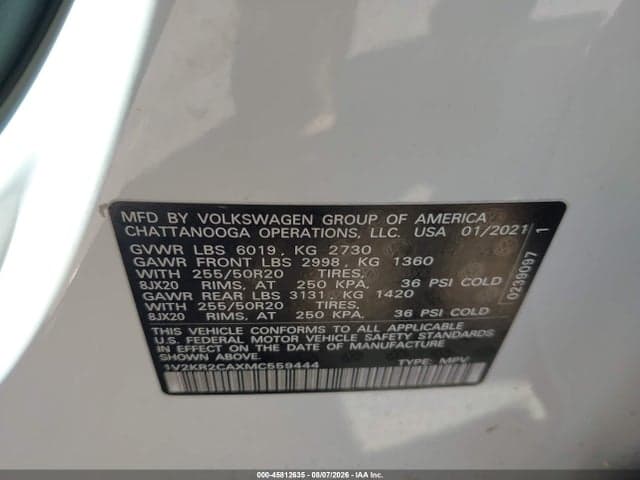 2021 VOLKSWAGEN ATLAS 3.6L V6 SE W/TECHNOLOGY 9