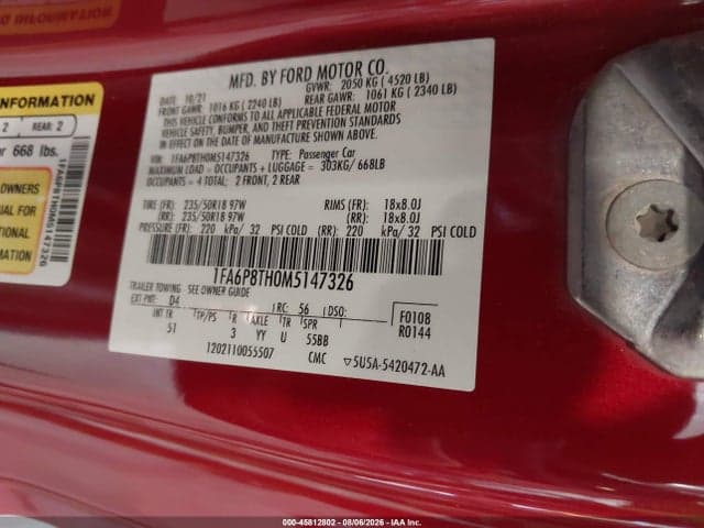2021 FORD MUSTANG ECOBOOST PREMIUM FASTBACK 9