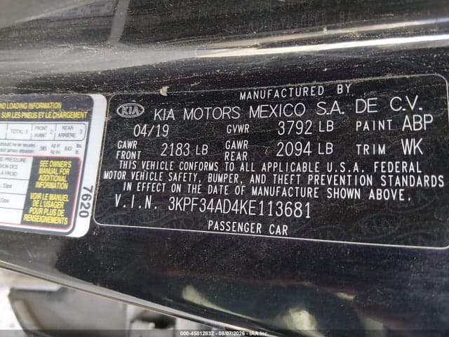 2019 KIA FORTE S 9