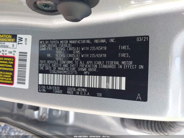 2021 TOYOTA HIGHLANDER XLE 9