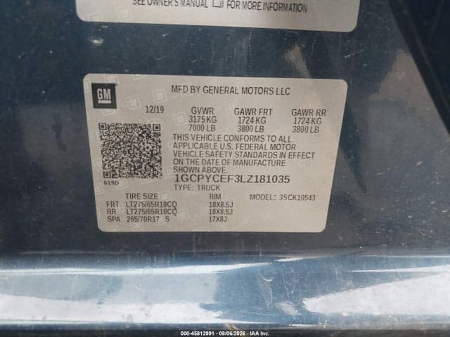 2020 CHEVROLET SILVERADO 1500 4WD SHORT BED CUSTOM TRAIL BOSS 9